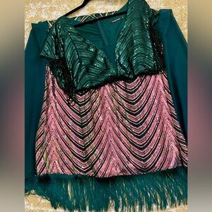 Elegant Green and Copper Gatsby Party Dress